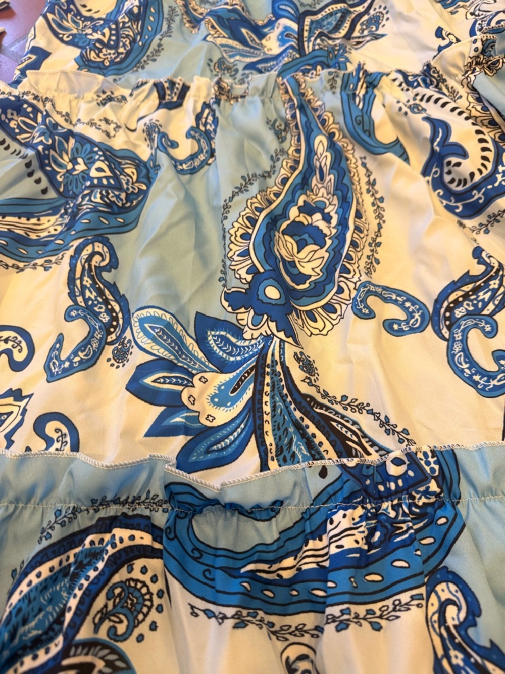 Blue Paisley Maxi Shirt Dress with Tie Waist - Picture 5 of 8